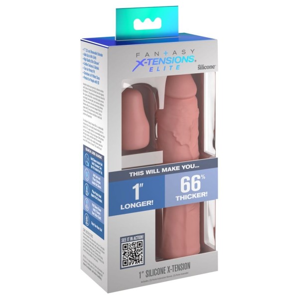 Телесная насадка-удлинитель 1 Inch Silicone X-tension - 17,8 см.