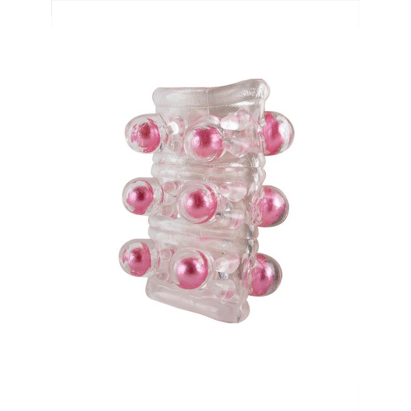 Прозрачная сквозная насадка на пенис с цветными шариками