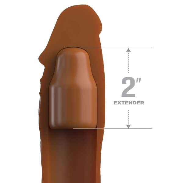 Коричневая насадка на член 2 Silicone X-tension - 20,3 см.
