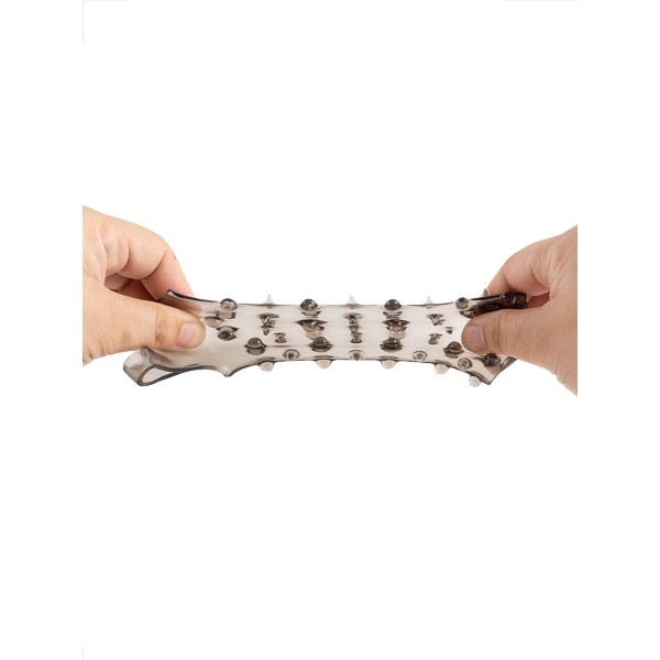 Дымчатая насадка на пенис с шипами и выпуклостями - 12 см.