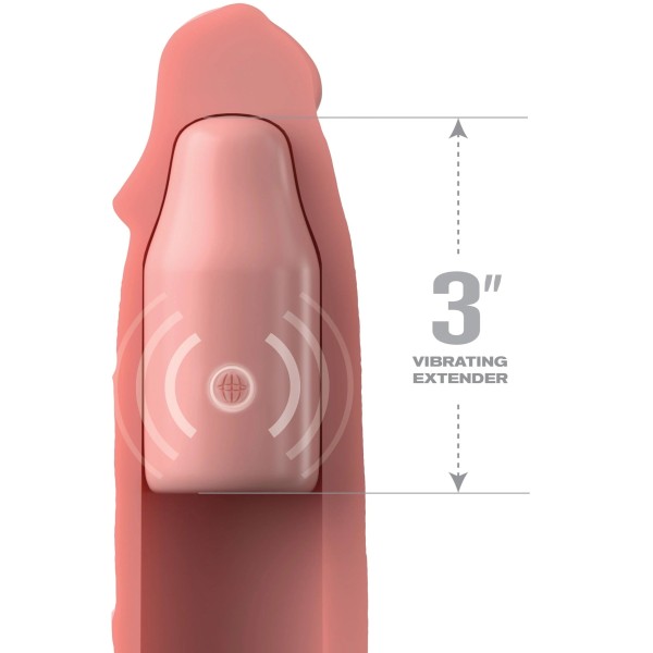 Телесная вибронасадка на член 3 Vibrating Mega X-tension with Remote - 22,9 см.