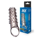 Дымчатая насадка на пенис с шипами и выпуклостями - 12 см.