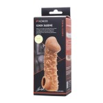 Телесная закрытая насадка с пучками шишечек Cock Sleeve Size S - 13,8 см.