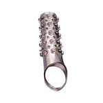 Дымчатая насадка на пенис с шипами и выпуклостями - 12 см.