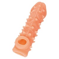 Телесная закрытая насадка с пупырышками Cock Sleeve Size L - 17,6 см.