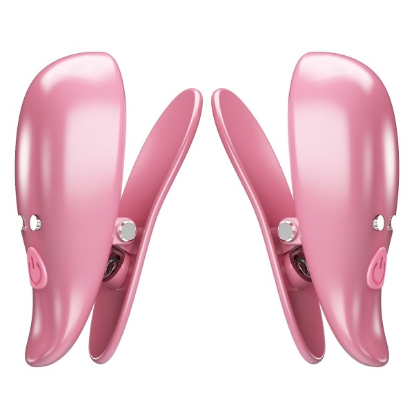 Розовые вибромассажеры для сосков с пультом ДУ Cayley