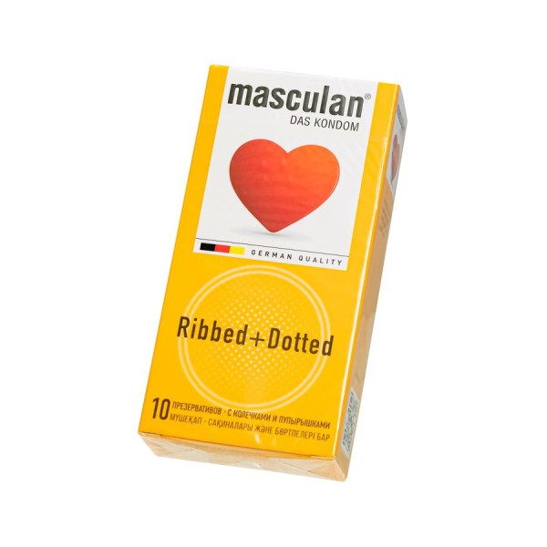 Презервативы с колечками и пупырышками Masculan Ribbed+Dotted - 10 шт.