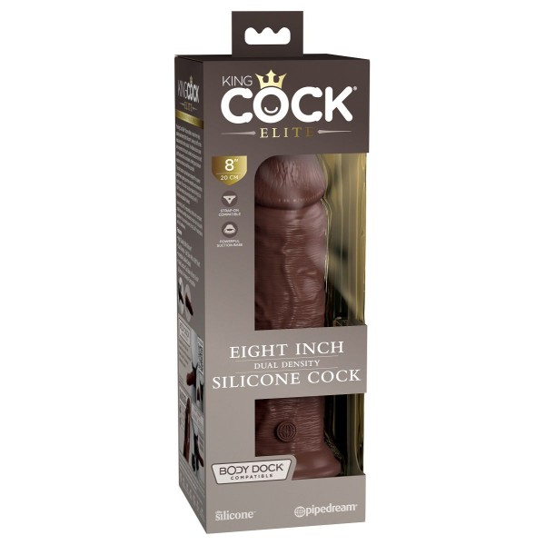 Коричневый фаллоимитатор 8 Silicone Dual Density Cock - 22,8 см.