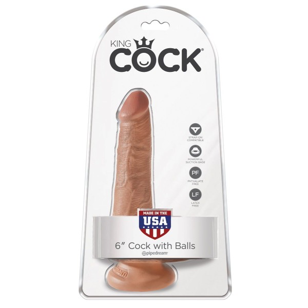 Фаллоимитатор-мулат с мошонкой и присоской 6 Cock with Balls - 17,8 см.