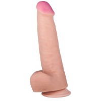 Фаллоимитатор с мошонкой на присоске - 21,3 см. Фаллоимитатор с мошонкой на присоске - 21,3 см.