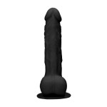 Черный фаллоимитатор Realistic Cock With Scrotum - 24 см.