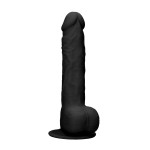 Черный фаллоимитатор Realistic Cock With Scrotum - 24 см.