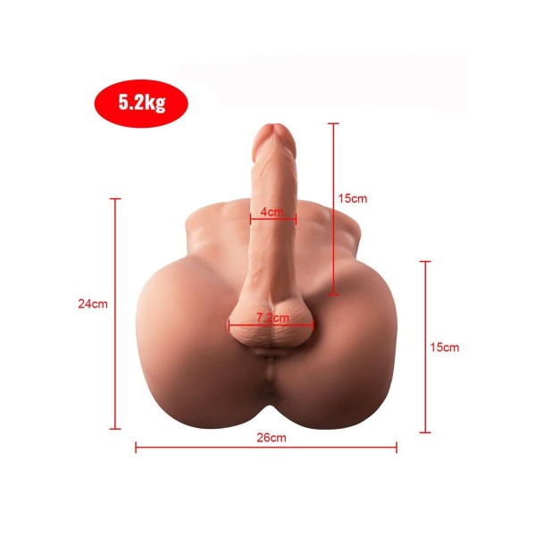 Телесный мужской торс с вибрацией и возвратно-поступательными движениями Bartlett