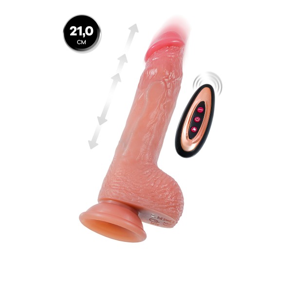 Телесный реалистичный вибратор-пульсатор - 21 см.
