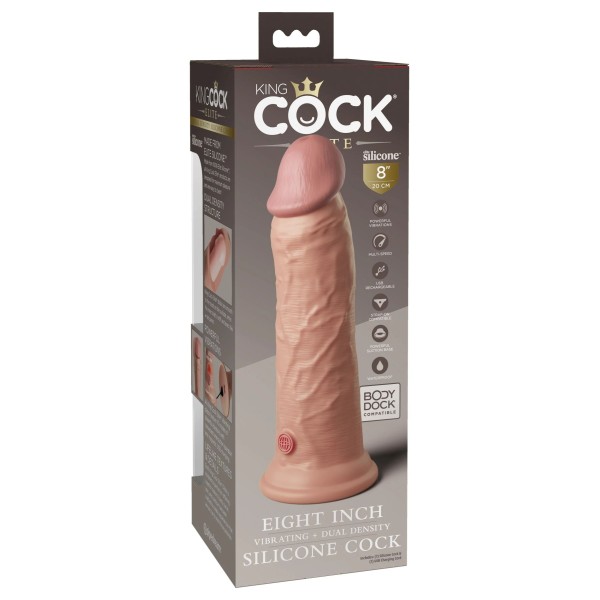 Телесный вибратор-реалистик 8 Vibrating Silicone Dual Density Cock - 22 см.