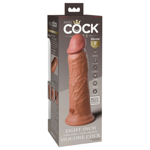 Карамельный вибратор-реалистик 8 Vibrating Silicone Dual Density Cock - 22 см.