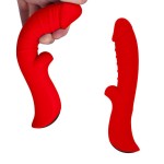 Красный вибромассажер 5 Silicone Wild Passion - 19,1 см.