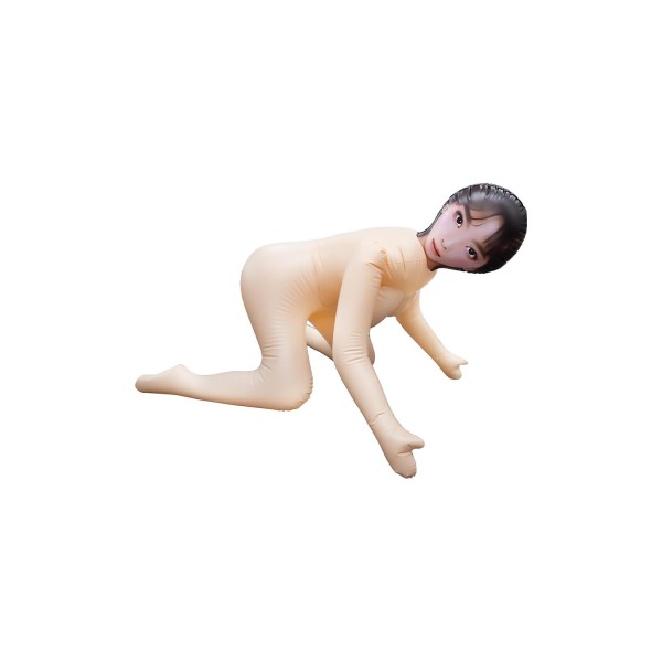 Телесная надувная секс-кукла в позиции догги-стайл