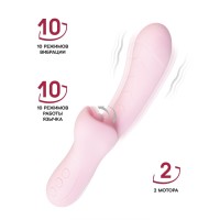 Розовый вибратор-кролик с ласкающим язычком Orali - 22 см.