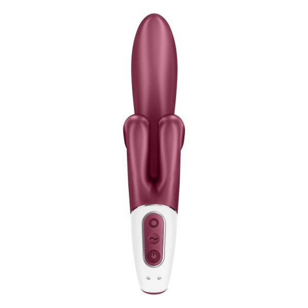 Бордовый вибратор-кролик Touch me - 21,2 см.
