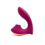 Сливовый вибромассажер с вакуумной стимуляцией клитора