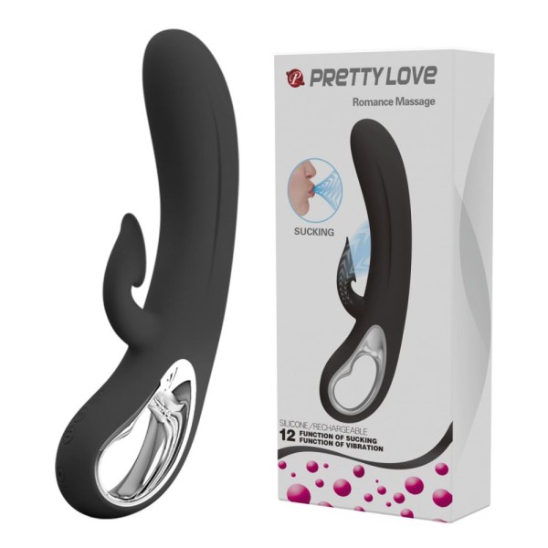 Черный вибратор-кролик Romance Massage - 24 см. Черный вибратор-кролик Romance Massage - 24 см.