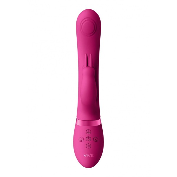 Розовый вибромассажер May Pulse-Wave C-spot G-Spot Rabbit - 22 см.