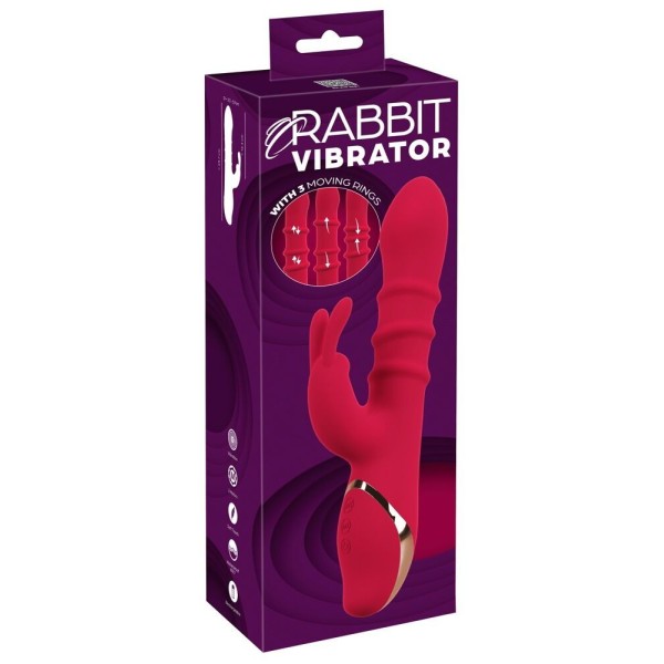 Красный вибратор-кролик с 3 подвижными кольцами Rabbit Vibrator with 3 Moving Rings - 23,7 см. Красный вибратор-кролик с 3 подвижными кольцами Rabbit Vibrator with 3 Moving Rings - 23,7 см.