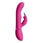 Розовый вибромассажер May Pulse-Wave C-spot G-Spot Rabbit - 22 см.