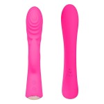 Ярко-розовый вибромассажер-кролик 5 Silicone Ripple Passion - 19,1 см.