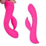 Ярко-розовый вибромассажер-кролик 5 Silicone Ripple Passion - 19,1 см.