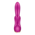 Лиловый вибратор-кролик Double Flex с двумя клиторальными отростками - 20,1 см.