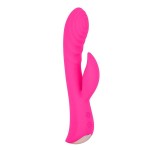 Ярко-розовый вибромассажер-кролик 5 Silicone Ripple Passion - 19,1 см.