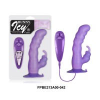 Гибкий фиолетовый вибратор с клиторальным стимулятором - 18 см. Гибкий фиолетовый вибратор с клиторальным стимулятором - 18 см.