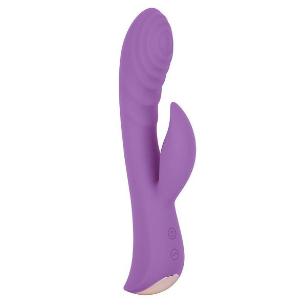 Фиолетовый вибромассажер-кролик 5 Silicone Ripple Passion - 19,1 см.