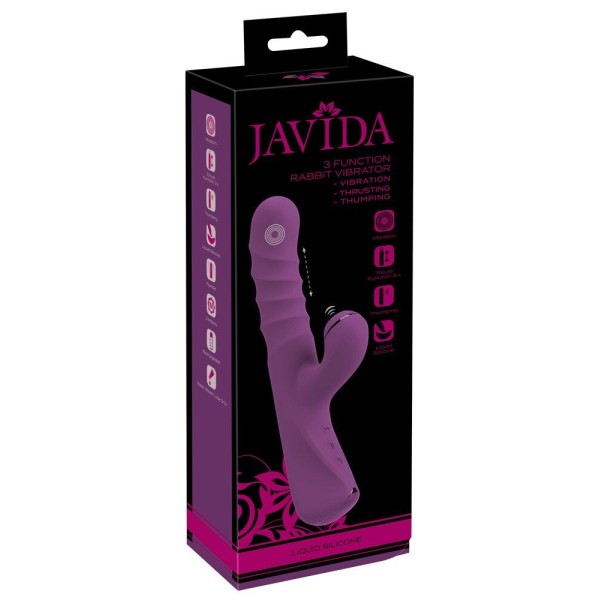 Фиолетовый вибратор-кролик с функцией постукивания и фрикциями 3 Function Rabbit Vibrator - 23,7 см. Фиолетовый вибратор-кролик с функцией постукивания и фрикциями 3 Function Rabbit Vibrator - 23,7 см.