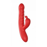 Красный силиконовый вибратор-кролик с фрикциями - 22 см. Красный силиконовый вибратор-кролик с фрикциями - 22 см.