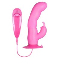 Розовый вибратор с клиторальным стимулятором BUNNY ICY - 18 см. Розовый вибратор с клиторальным стимулятором BUNNY ICY - 18 см.