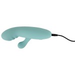 Бирюзовый мини-вибратор с клиторальным отростком Rabbit Vibrator - 15,5 см.