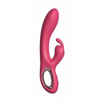 Малиновый силиконовый вибратор-кролик - 22 см. Малиновый силиконовый вибратор-кролик - 22 см.