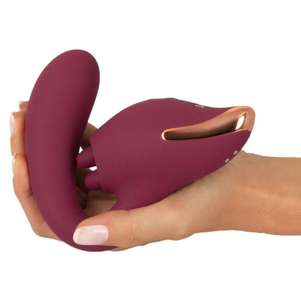 Малиновый вибратор с подвижными язычками 2 Function Vibrator - 20,6 см. Малиновый вибратор с подвижными язычками 2 Function Vibrator - 20,6 см.