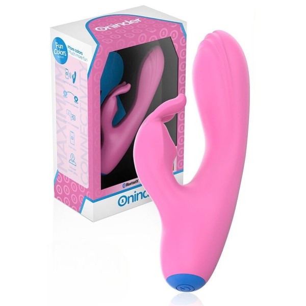 Розовый мини-вибратор типа ’’кролик’’ с управлением через приложение - 14,5 см.