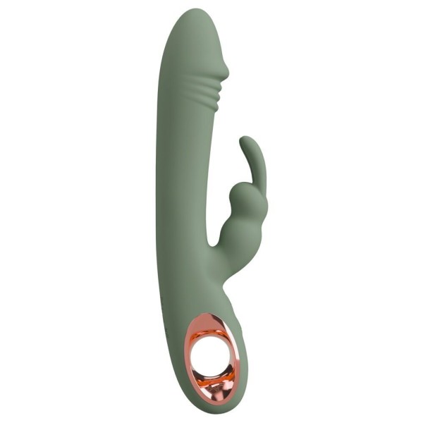 Оливковый вибратор-кролик Slim Rabbit Olive - 21,4 см.