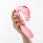 Розовый вибратор Selove Campanula с вращающимся стимулятором клитора - 18,2 см. Розовый вибратор Selove Campanula с вращающимся стимулятором клитора - 18,2 см.