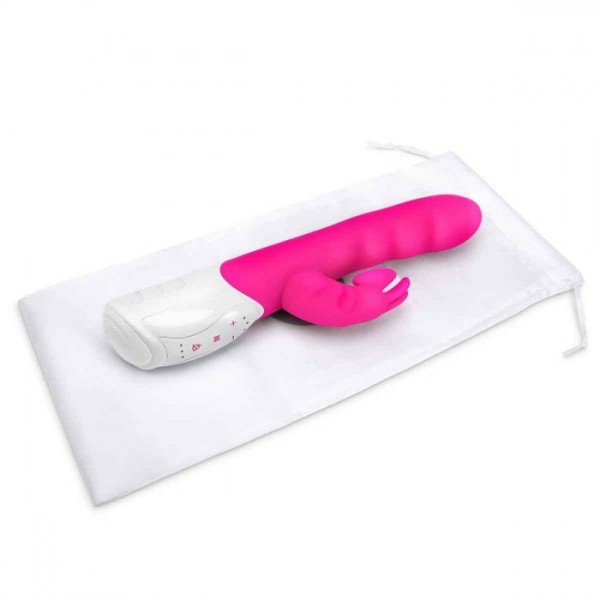 Розовый вибромассажер с клиторальной стимуляцией Clitoral Suction Rabbit - 24,5 см.