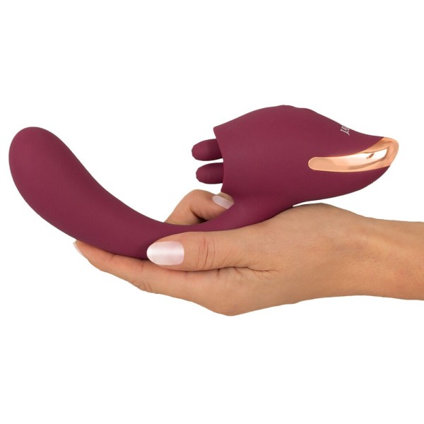 Малиновый вибратор с подвижными язычками 2 Function Vibrator - 20,6 см. Малиновый вибратор с подвижными язычками 2 Function Vibrator - 20,6 см.