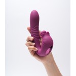 Фиолетовый вибратор Selove Campanula с вращающимся стимулятором клитора - 18,2 см.