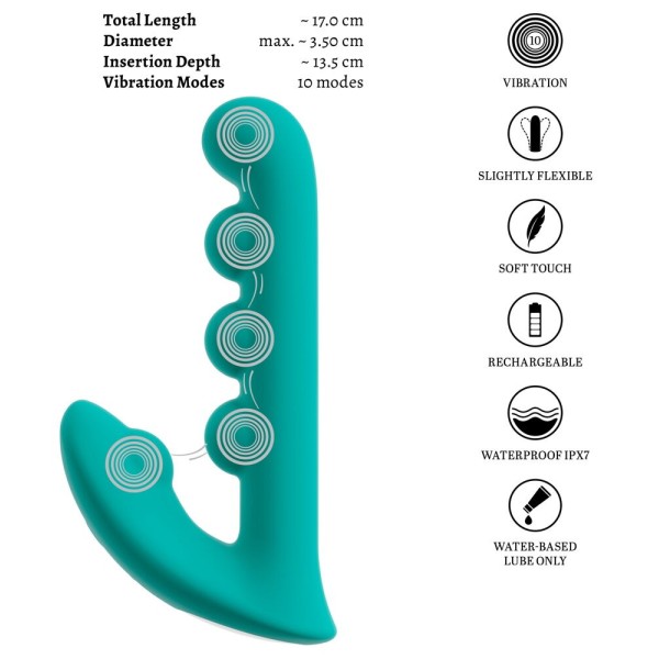 Зеленый вибратор SYLORA Unique Beads Vibrator - 17 см. Зеленый вибратор SYLORA Unique Beads Vibrator - 17 см.