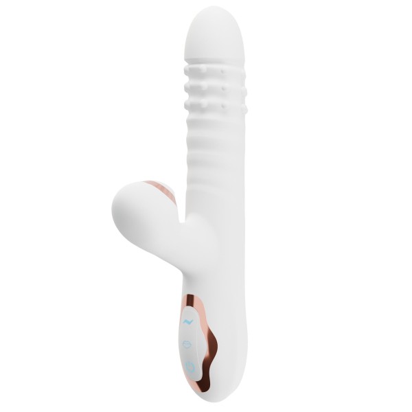 Белый вибратор-кролик с вращающимися шариками и вакуумной стимуляцией Белый вибратор-кролик с вращающимися шариками и вакуумной стимуляцией