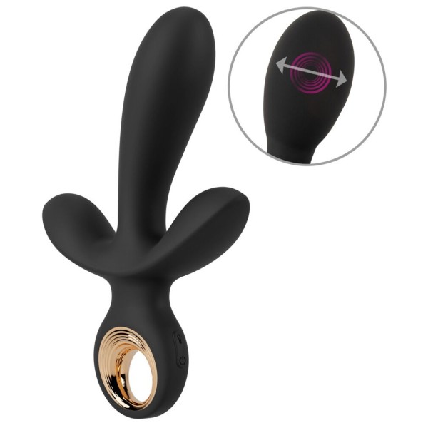 Черный вибратор с функцией расширения Inflatable Triple Vibrator - 18,9 см. Черный вибратор с функцией расширения Inflatable Triple Vibrator - 18,9 см.